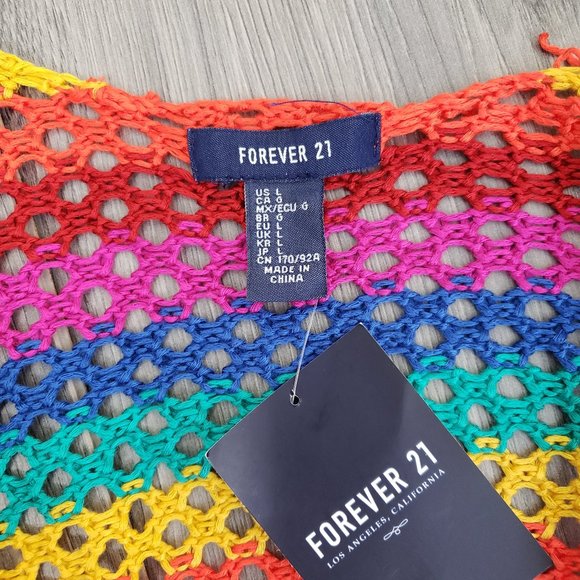 Forever21 Rainbow Print Sweater Tank Top Large - Picture 11 of 13